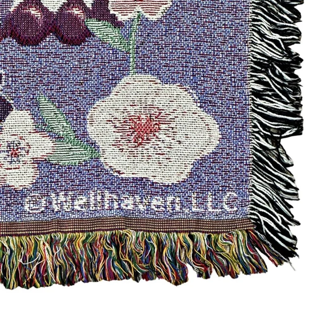 Great Grandmothers Love Woven Tapestry Style Throw Blanket Purple Butterflies